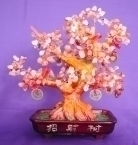 Red Carnelian Gem Tree with Coins