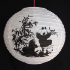 2 of Chinese White Paper Lanterns with Pictures of Bamboo and Panda