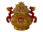 Bejeweled Wealth Pot with Dragons 
