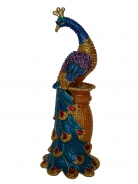 Bejeweled Lovely Peacock on Pedestal 