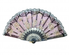 Black Slab Lace Folding Fan with Rose Pictures