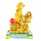 8 Inch Golden Rubber Finished Rooster Statue with Ingots