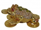Big Bejeweled Cloisonne Money Frog Statue