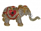 Bejeweled Cloisonne Elephant Statue with Trunk Up for Good Luck