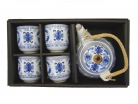 Chinese Style Blue Tea Set with Longevity Symbol